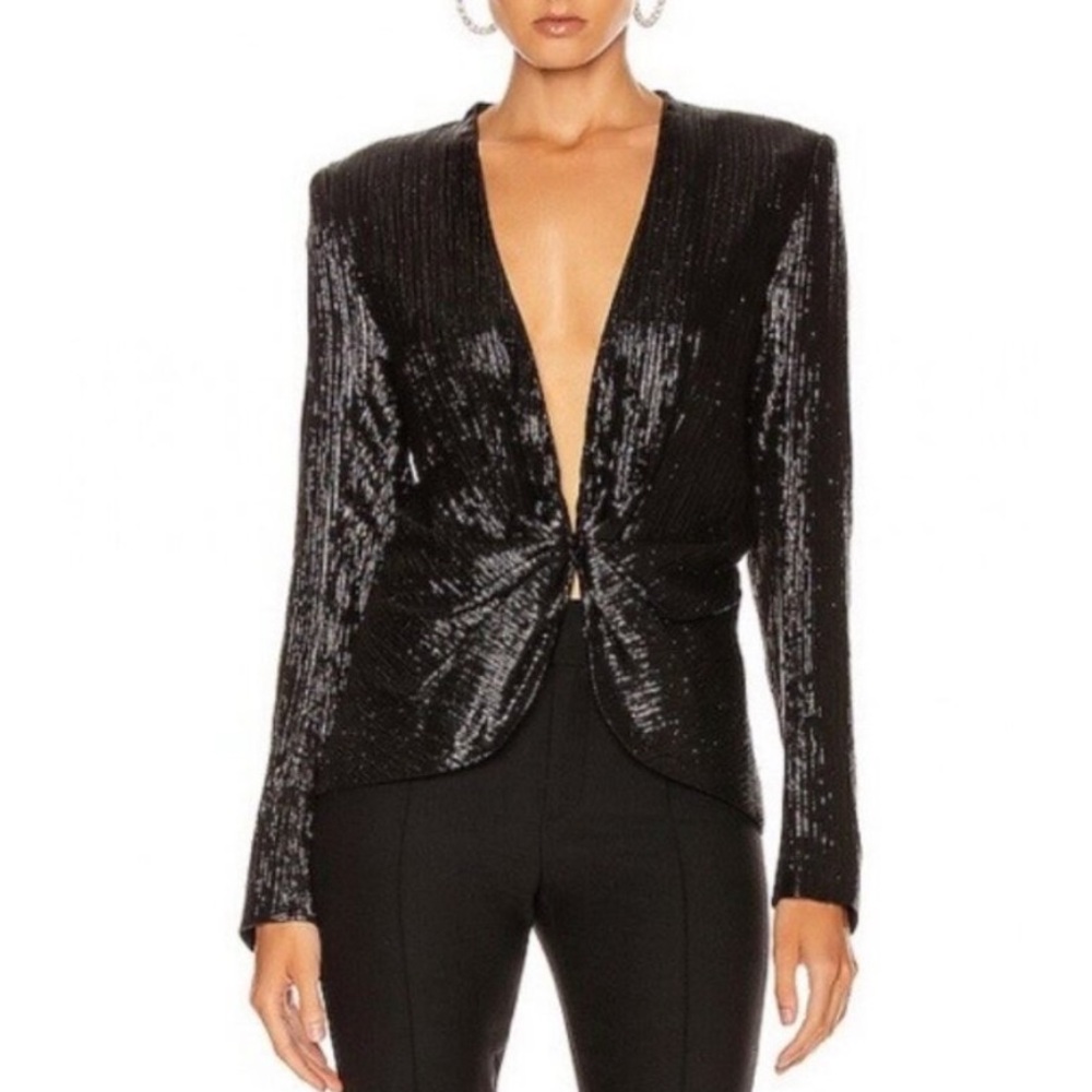 Smythe Ruched Metallic Top in Black Lame
